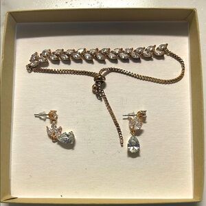 Rose gold bracelet and earring set
